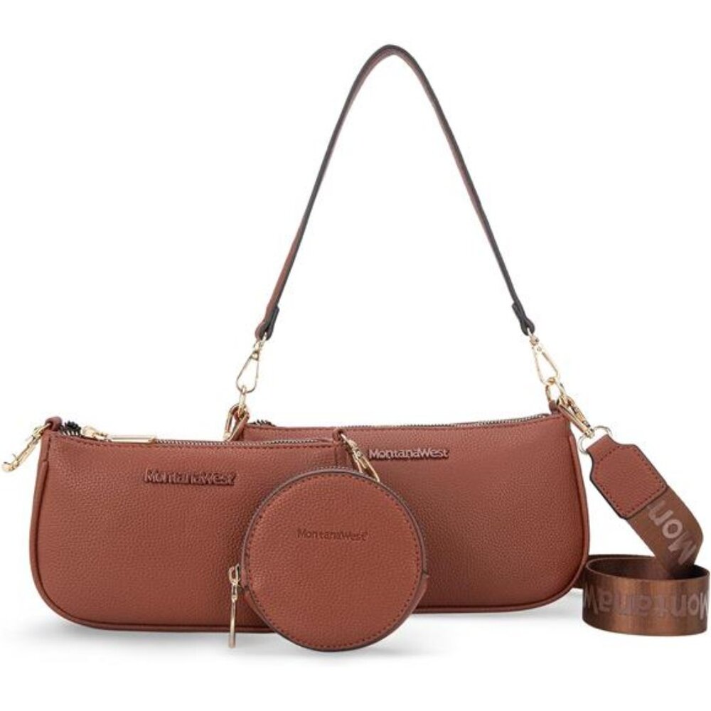 3 Pieces Shoulder Bags for Women Purse Handbag Set with Cute Coin Purse